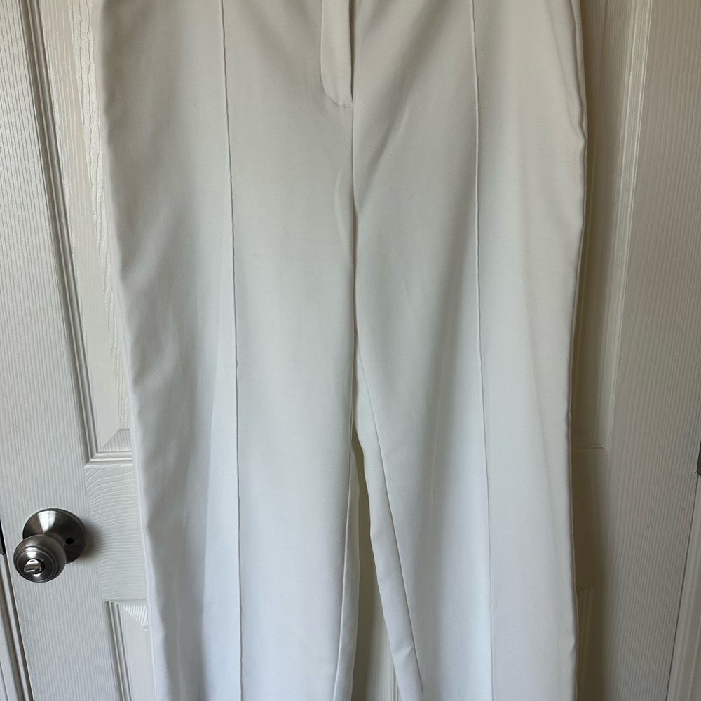 Alfani White Trousers Straight Leg Formal Wear 10 Petite ( Short)